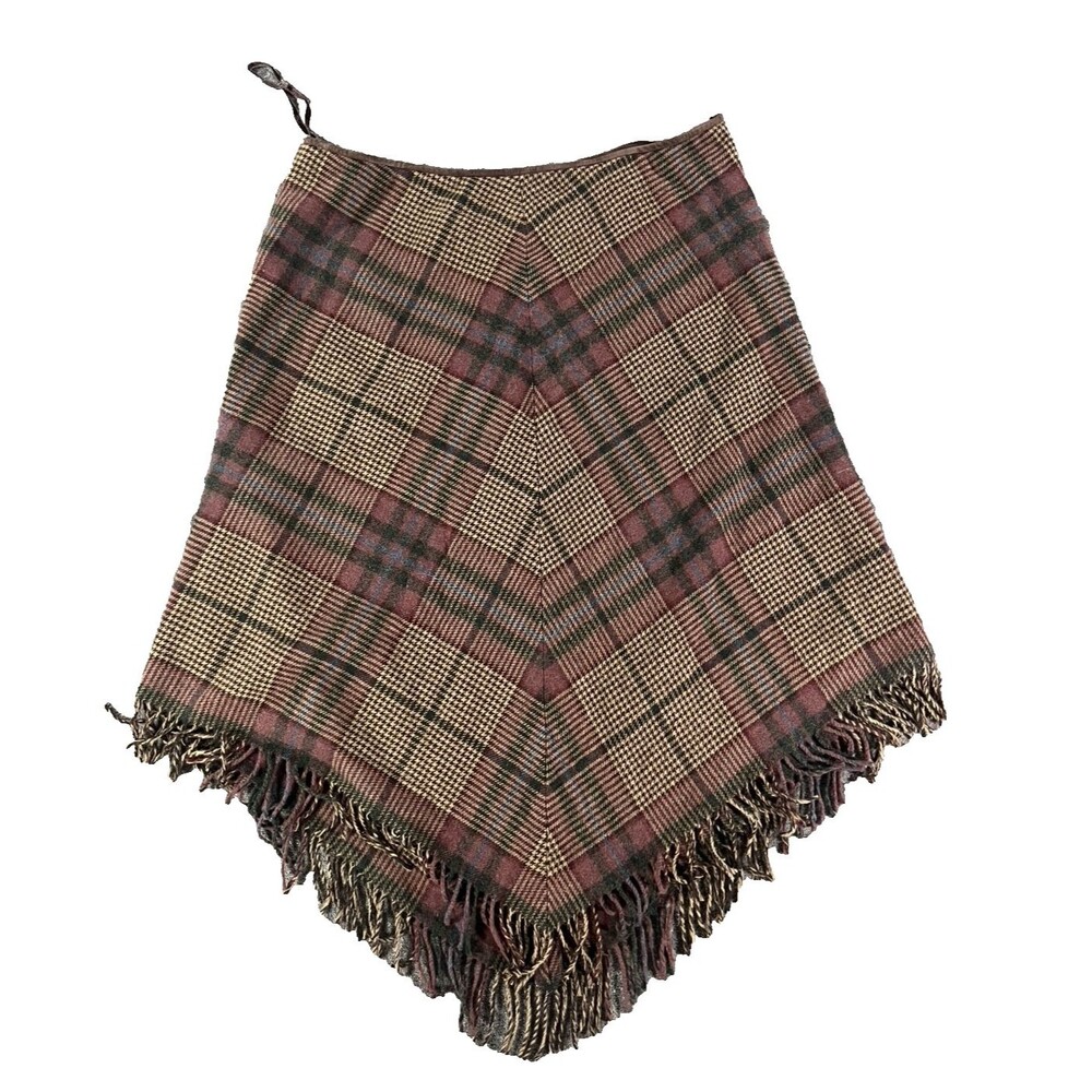 Lauren Ralph Lauren Brown Suede Waist Wool Fringe Scarf Hem Skirt Size 20W